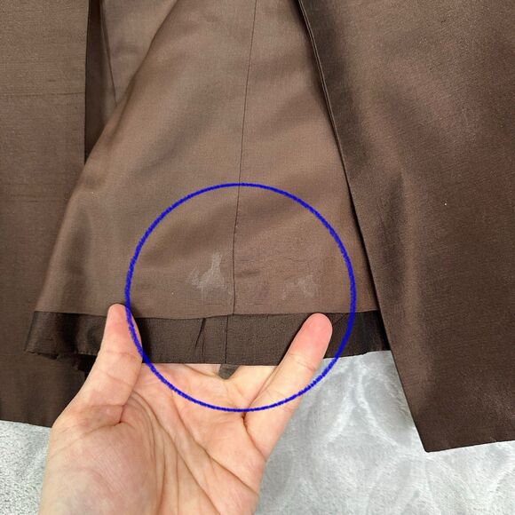 Vtg 100% Silk Jacket Womens 8 Brown Iridescent Open Front Blazer Career Capsule - Picture 7 of 15